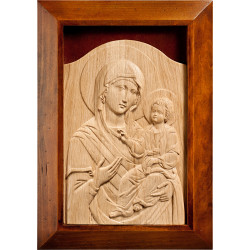 Icono bizantino de la Virgen con el Niño Jesús con marco